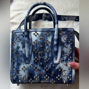 CHRISTIAN LOUBOUTIN 
Metallic Calfskin Tie Dye Spikes Loubinthesky Mini Paloma